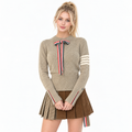 Bow-knitted sweater + short skirt