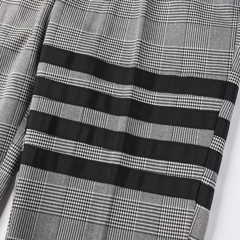Thom Browne Style Men's Plaid Trousers