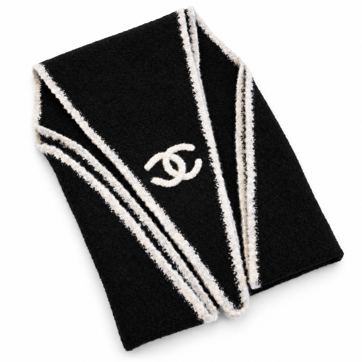 Chanel Style Fuzzy Triangle Knit Scarf