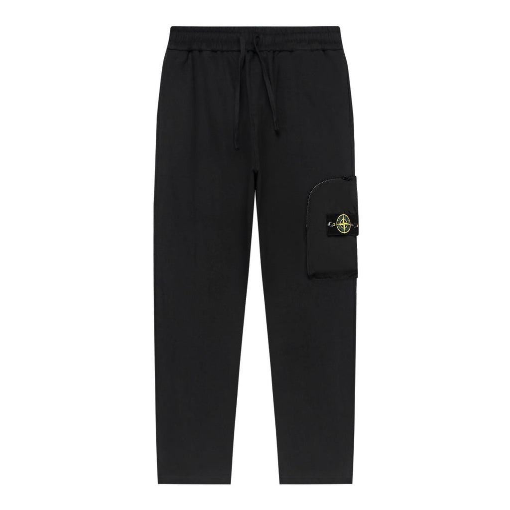 Stone Island Cargo Jogger Pants with Right Thigh Nylon Curved Flap Zip Pocket and Compass Badge