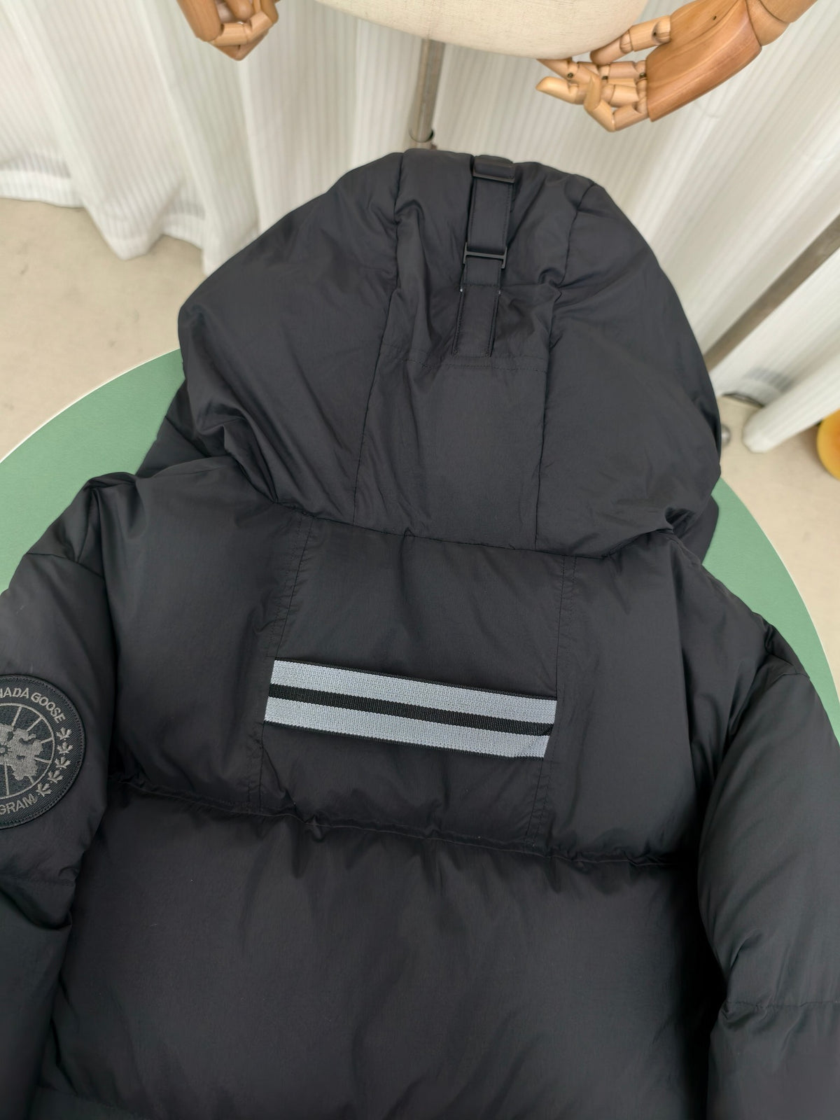 Canada Goose Black Hooded Down Jacket with Reflective Detail