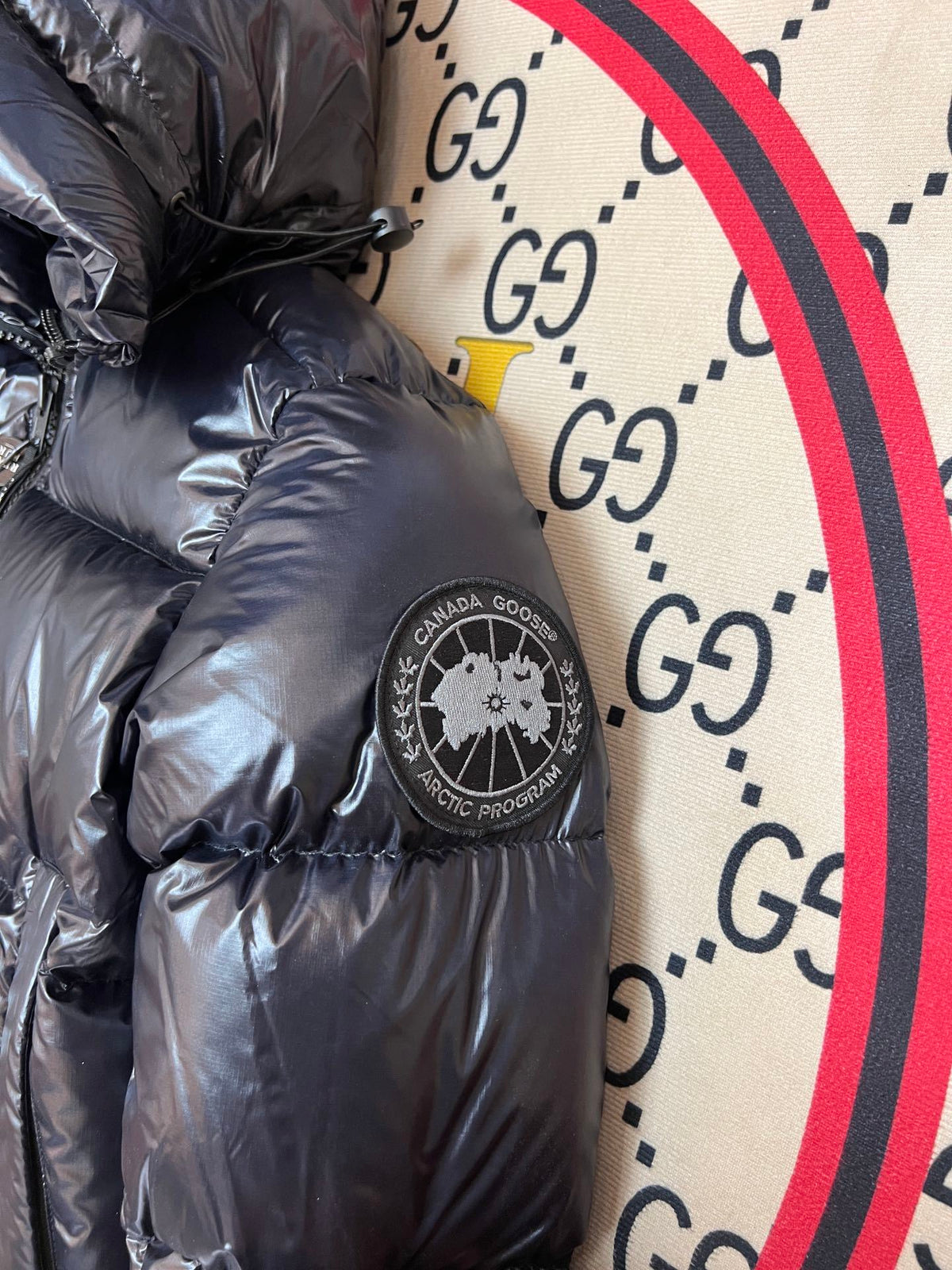 Canada Goose Black High-Gloss Hooded Down Jacket