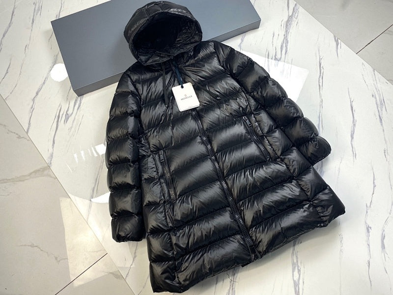 Moncler Black Long Hooded Down Coat