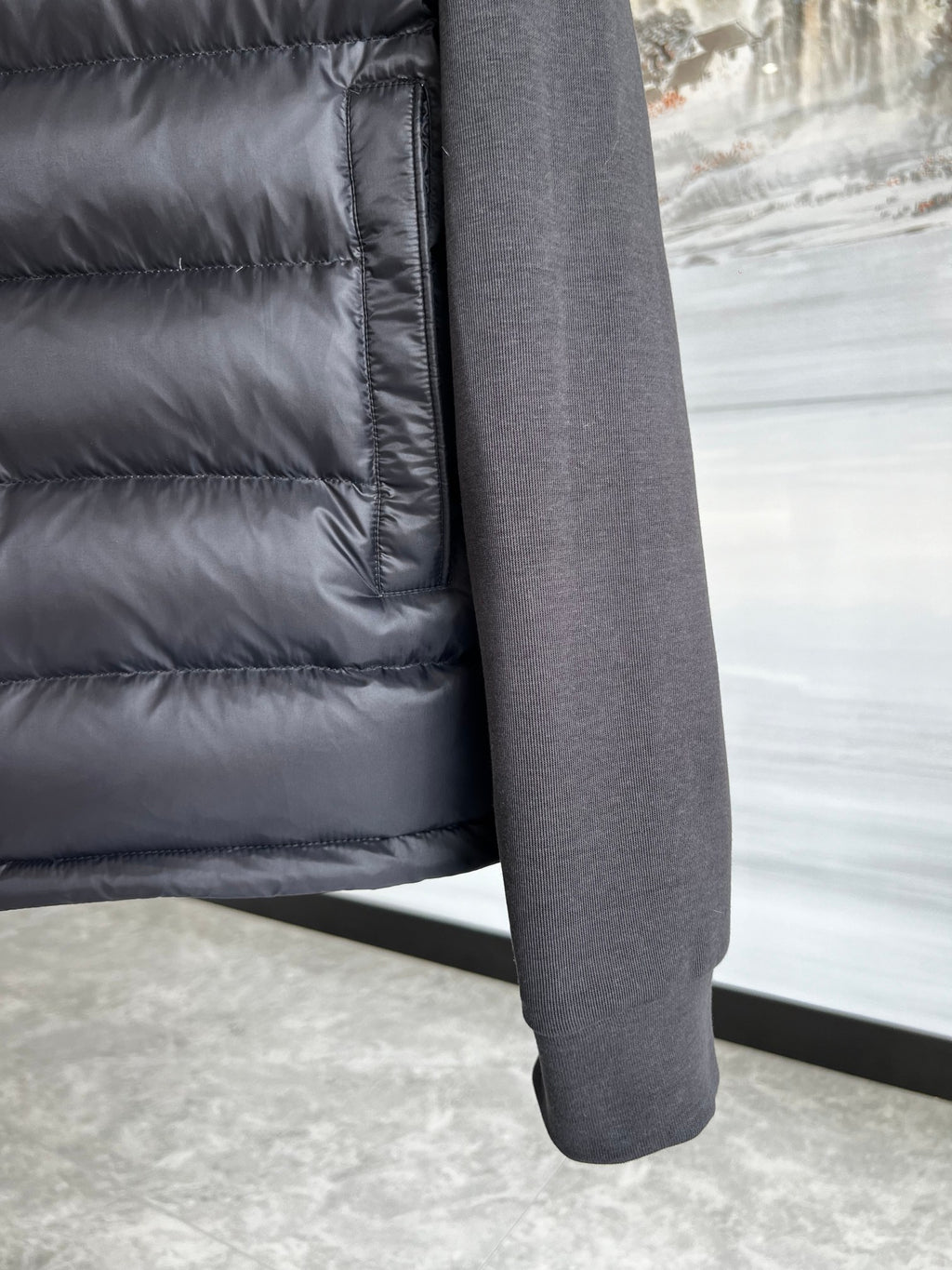 Moncler Black Down Hybrid Knit Zip Jacket
