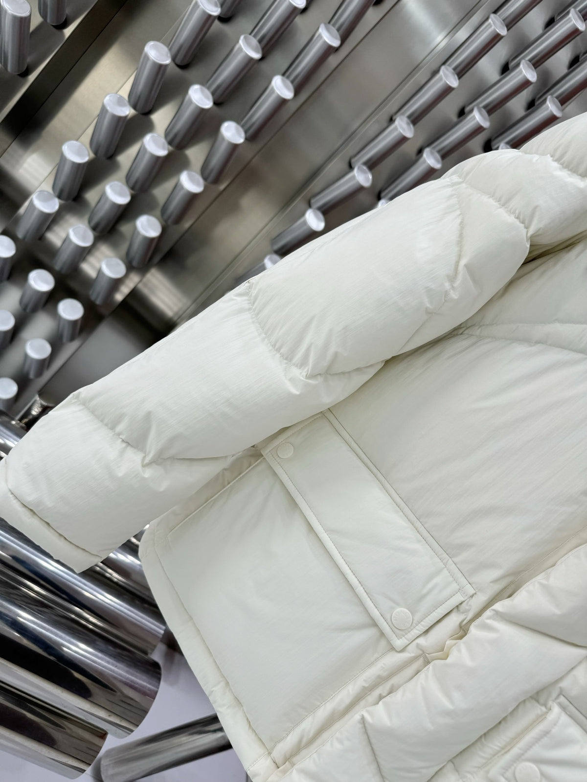 Moncler White Hooded Down Jacket
