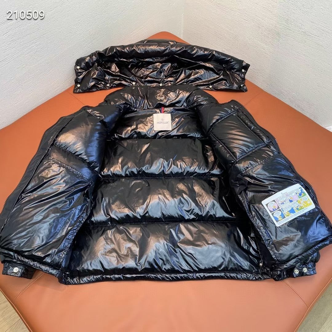 Moncler Maya Down Jacket Black Tricolour Stripe