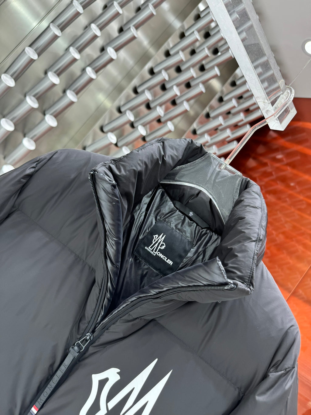 Moncler Grenoble Black Logo Print Down Jacket