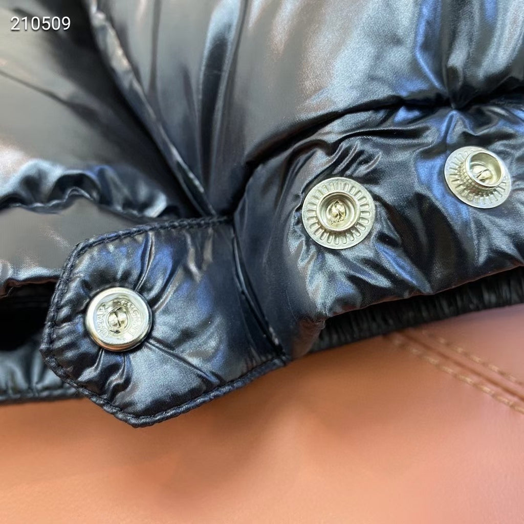 Moncler Maya Down Jacket Black Tricolour Stripe