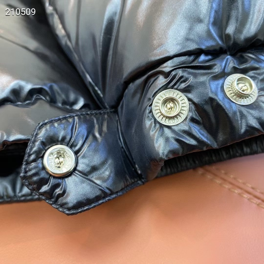 Moncler Maya Down Jacket Black Tricolour Stripe