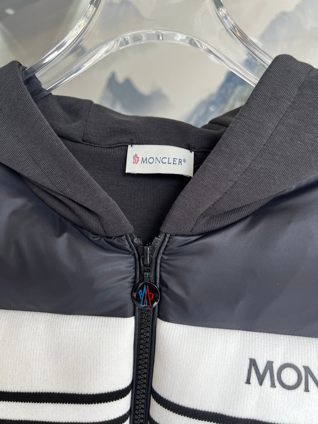 Moncler Black Down Hybrid Knit Zip Jacket