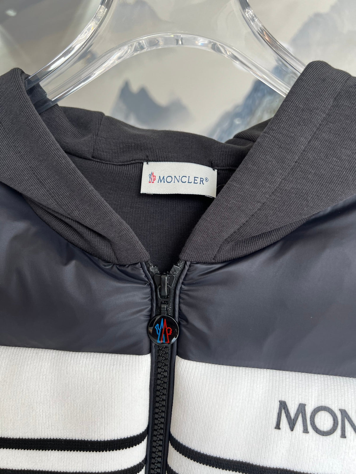 Moncler Black Down Hybrid Knit Zip Jacket