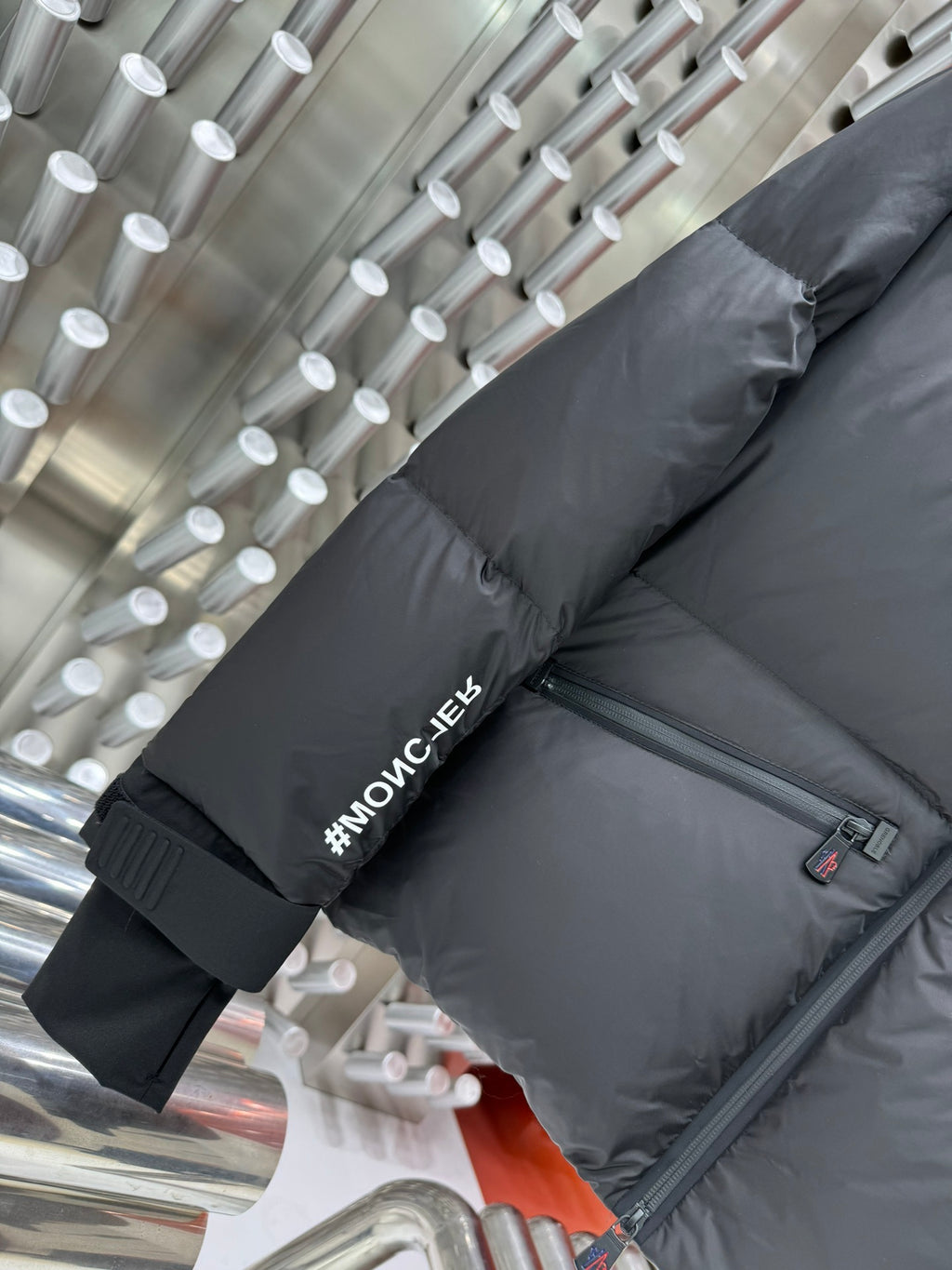 Moncler Grenoble Black Logo Print Down Jacket
