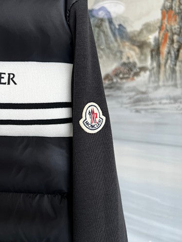 Moncler Black Down Hybrid Knit Zip Jacket