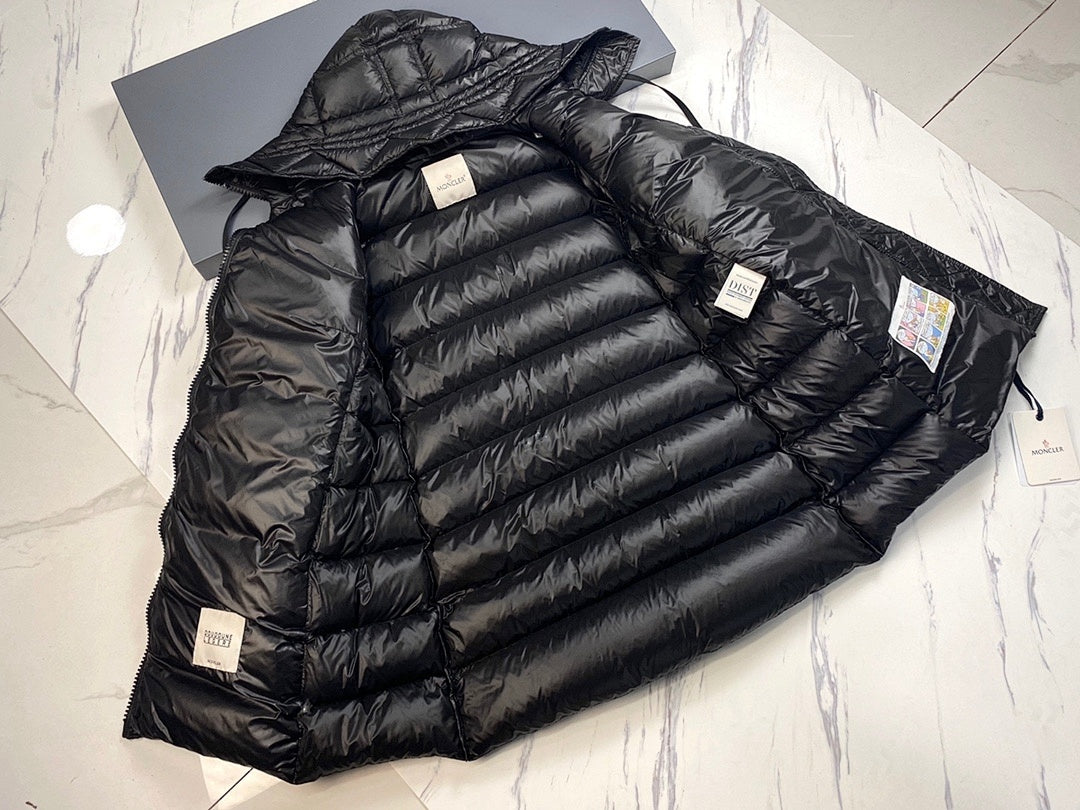 Moncler Black Long Hooded Down Coat