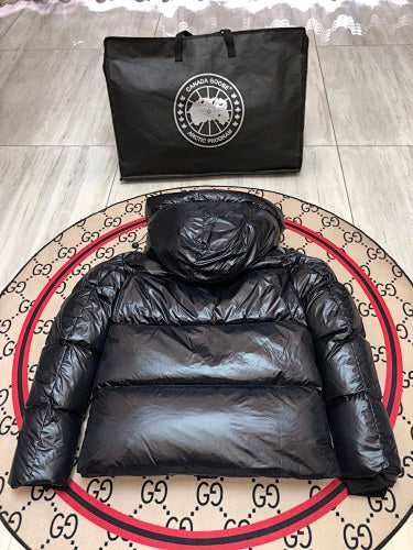 Canada Goose Black High-Gloss Hooded Down Jacket