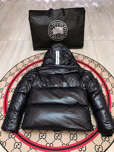 Canada Goose Black High-Gloss Hooded Down Jacket