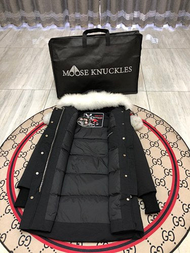 Moose Knuckles Stirling Parka Black White Fur Trim