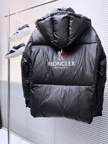 Moncler Matt Black Hooded Down Jacket