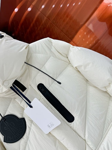 Moncler White Hooded Down Jacket
