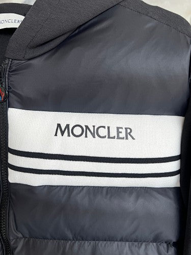 Moncler Black Down Hybrid Knit Zip Jacket