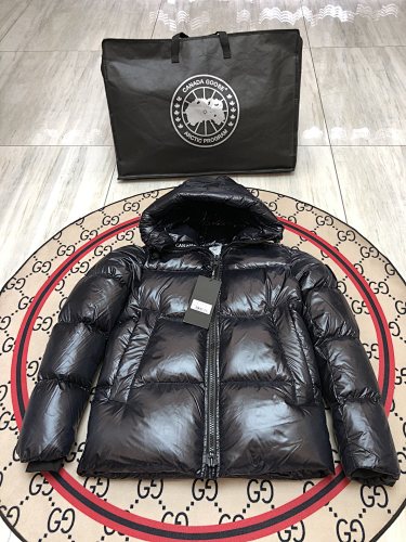 Canada Goose Black High-Gloss Hooded Down Jacket