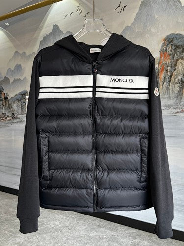 Moncler Black Down Hybrid Knit Zip Jacket