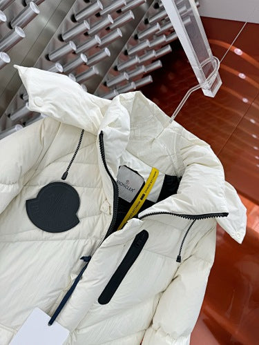 Moncler White Hooded Down Jacket