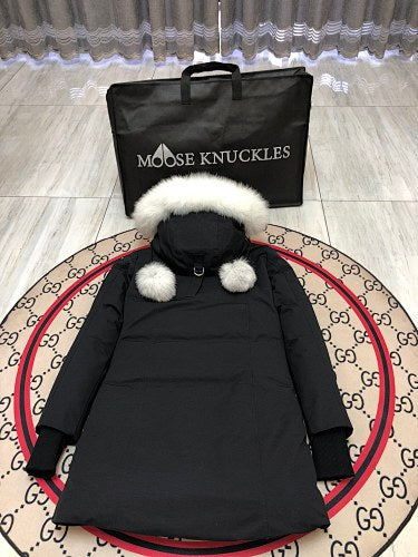 Moose Knuckles Stirling Parka Black White Fur Trim