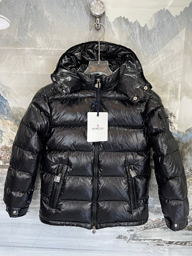 Moncler Black Glossy Hooded Short Down Jacket