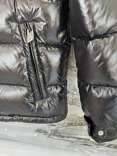Moncler Black Glossy Hooded Short Down Jacket