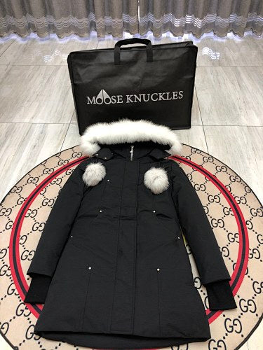 Moose Knuckles Stirling Parka Black White Fur Trim