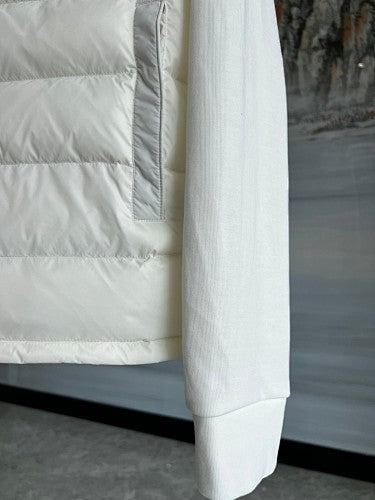 Moncler White Down Hybrid Knit Zip Jacket