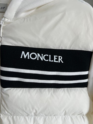 Moncler White Down Hybrid Knit Zip Jacket
