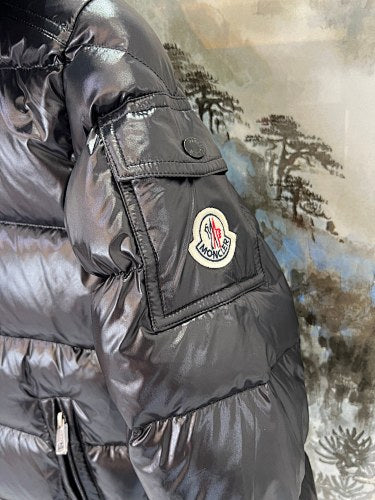 Moncler Black Glossy Hooded Short Down Jacket