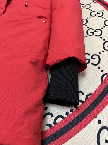 Moose Knuckles Stirling Parka Red White Fur Trim