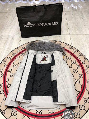 Moose Knuckles Ballistic 3Q Jacket Cream Grey Fur Trim