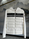 Moncler White Down Hybrid Knit Zip Jacket
