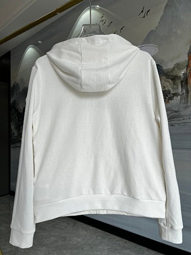 Moncler White Down Hybrid Knit Zip Jacket