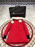 Moose Knuckles Stirling Parka Red White Fur Trim
