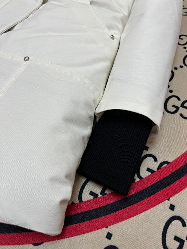 Moose Knuckles Stirling Parka White Black Ribbed Cuff