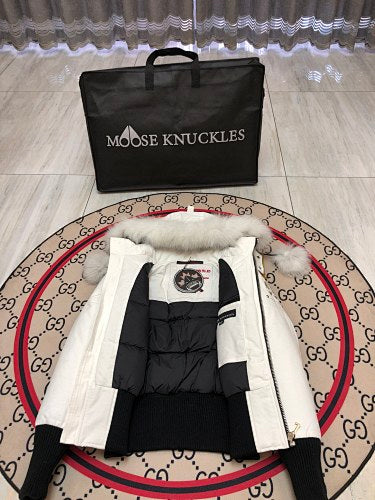 Moose Knuckles 3Q Jacket White White Fur Pom-Pom