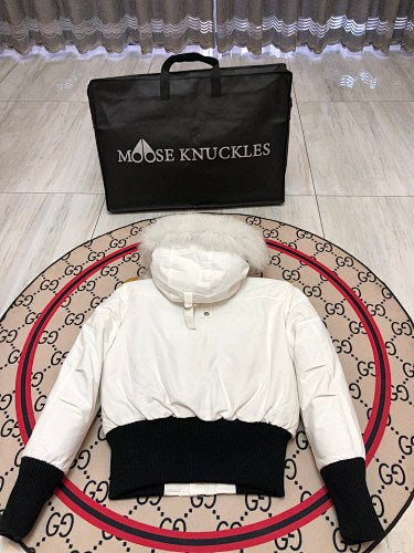 Moose Knuckles 3Q Jacket White White Fur Pom-Pom