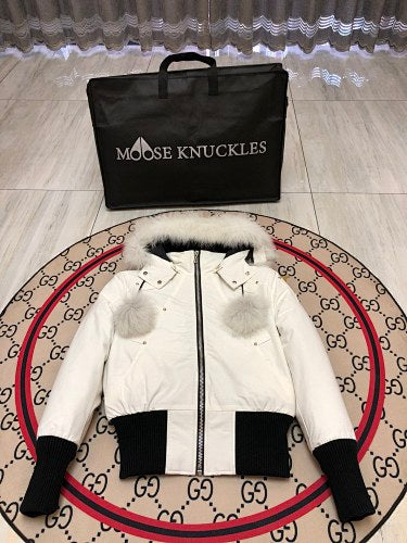 Moose Knuckles 3Q Jacket White White Fur Pom-Pom