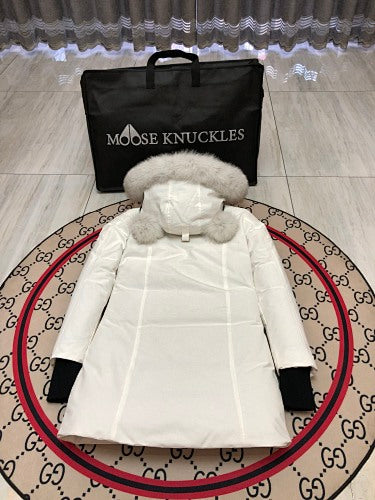 Moose Knuckles Stirling Parka White Black Ribbed Cuff