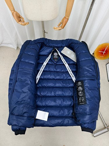 Canada Goose Navy Blue Cropped Down Bomber Jacket