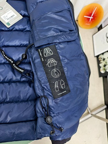 Canada Goose Navy Blue Cropped Down Bomber Jacket