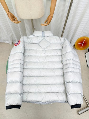 Canada Goose White Cropped Down Bomber Jacket