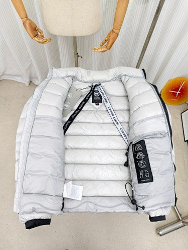 Canada Goose White Cropped Down Bomber Jacket