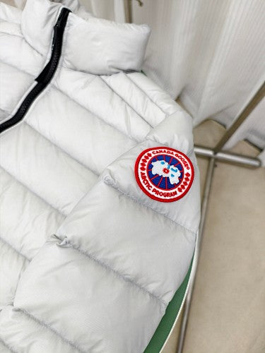 Canada Goose White Cropped Down Bomber Jacket