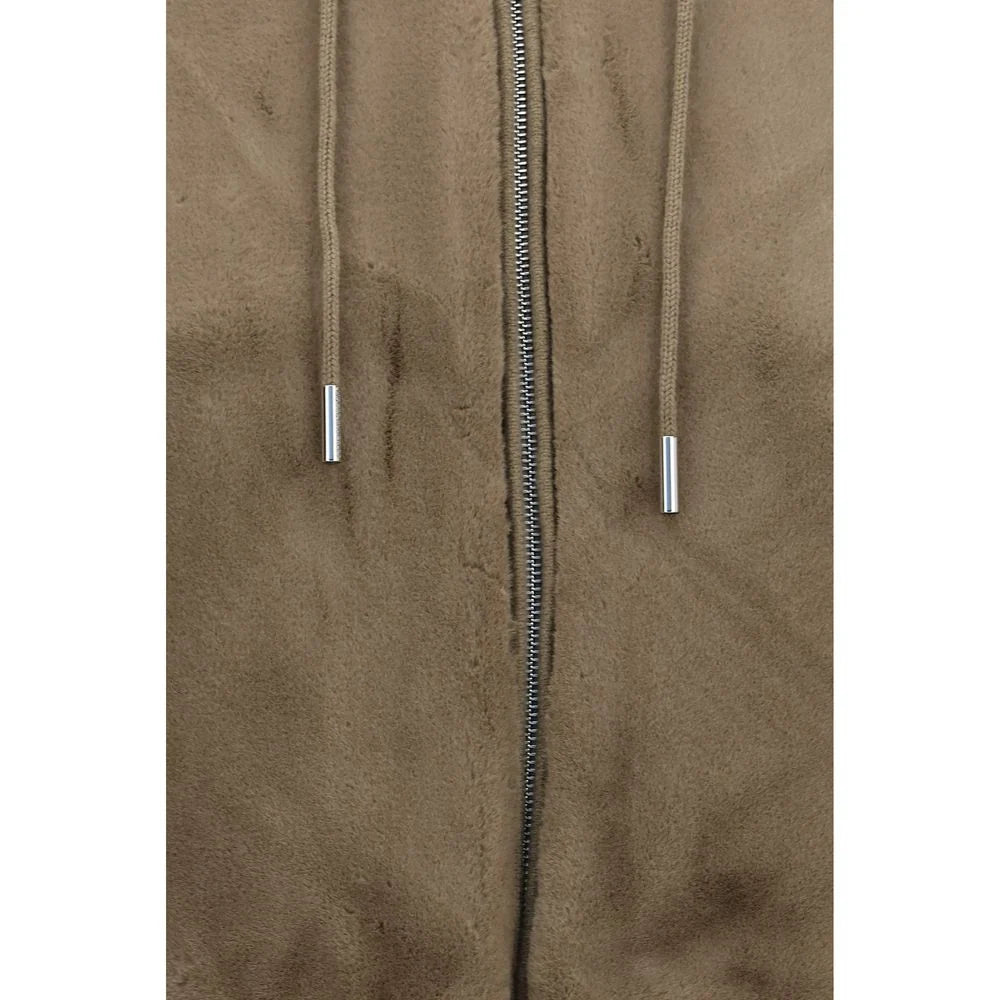 Moose Knuckles Khaki Hybrid Fleece-Knit Zip Hoodie